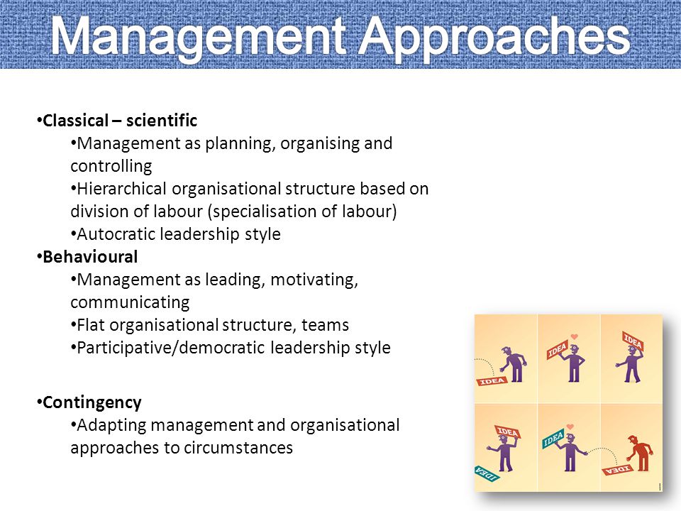 What are the three approaches to management?